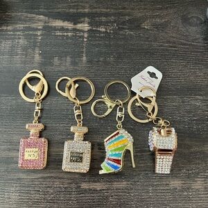 Set of 4 Different Key Chains or Handbag Charms Brand New